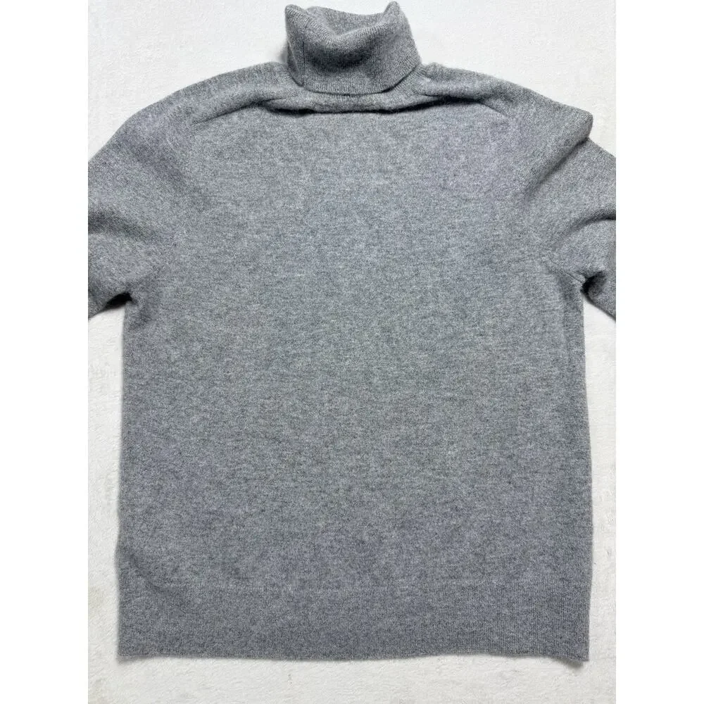 Quince 100% Mongolian Cashmere Turtleneck Sweater L Heather Grey Closet Staple